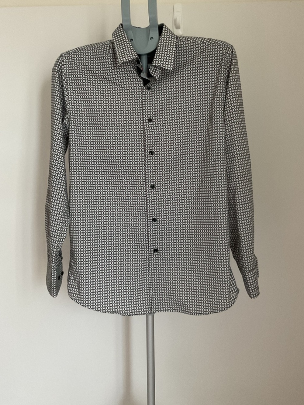 American Breed Men's Black and White Geometric Long-Sleeve Shirt